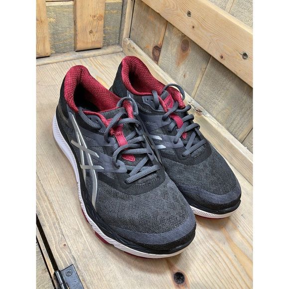 ASICS Mens T538N Black Red Running Shoes Sneakers Size 8 EU41.5 - Picture 2 of 8